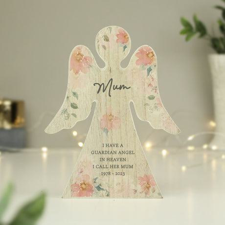 Personalised Floral Wooden Angel Ornament - Ornaments at Gift Moments