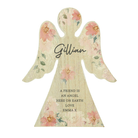 Personalised Floral Wooden Angel Ornament - Ornaments at Gift Moments