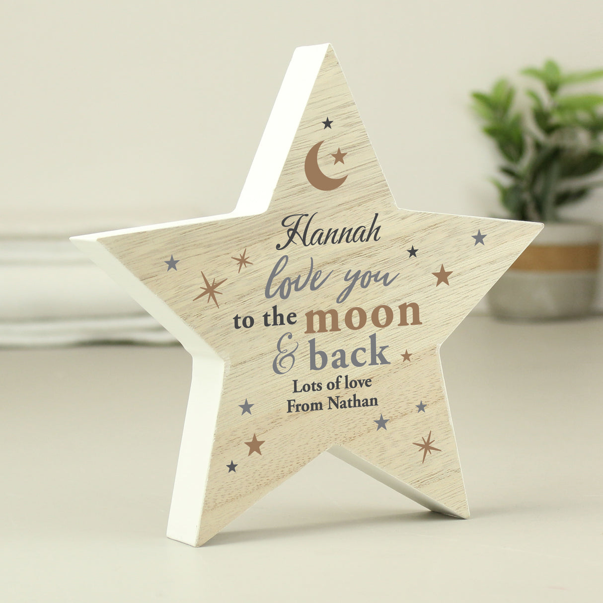 Personalised Love You Wooden Star Ornament Default Title - Ornaments at Gift Moments