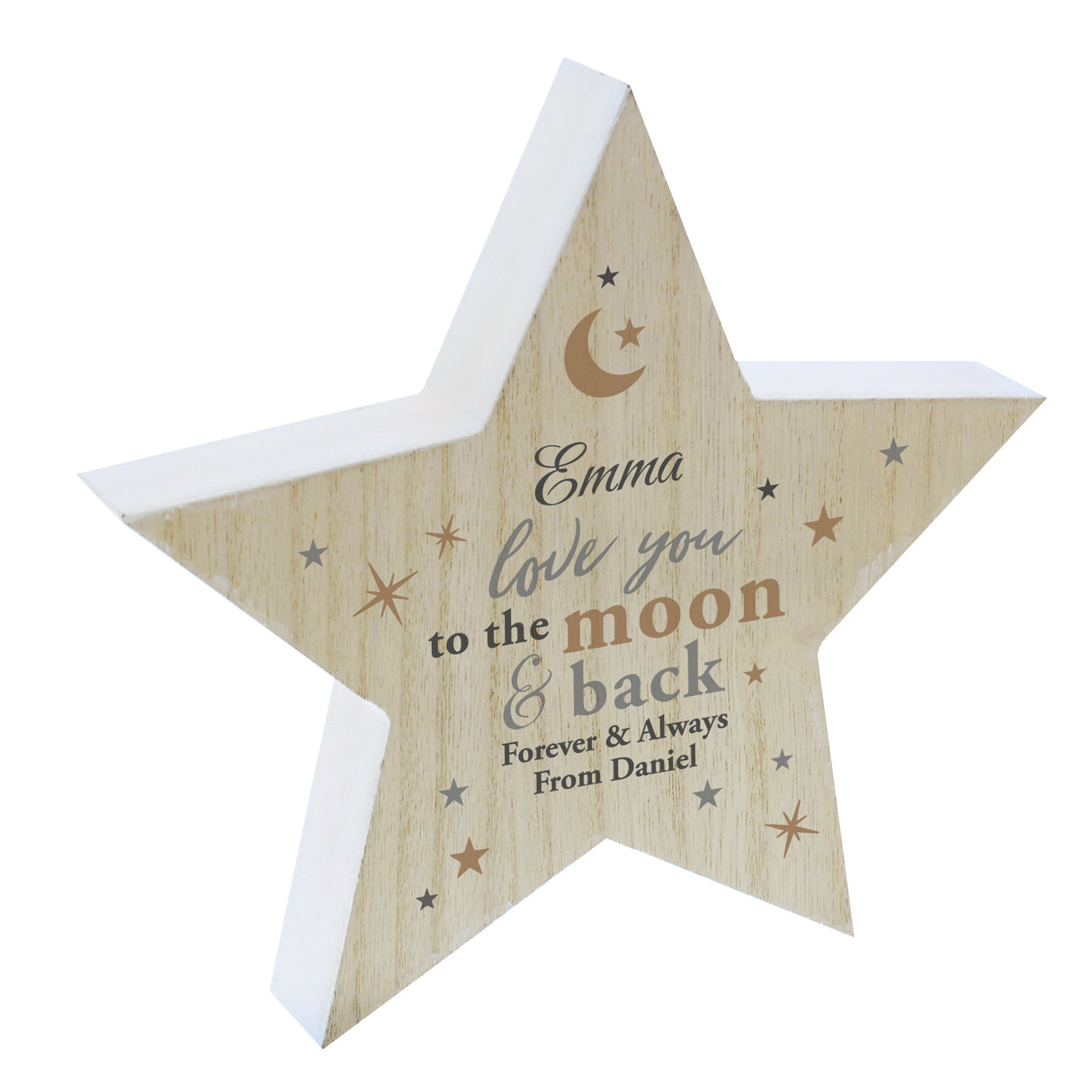 Personalised Love You Wooden Star Ornament - Ornaments at Gift Moments