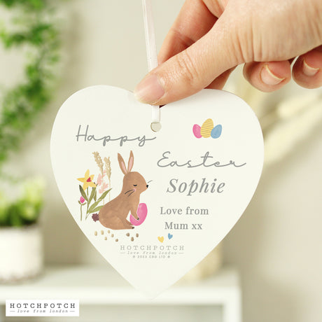 Personalised Hotchpotch Easter Wooden Heart Decoration - Decorations at Gift Moments