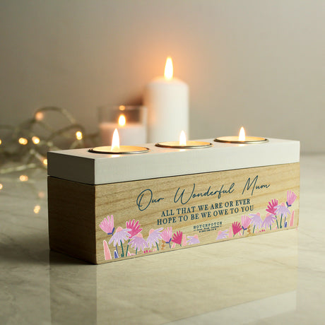 Personalised Hotchpotch Wild Flower Triple Tealight Box - Candle Holders at Gift Moments