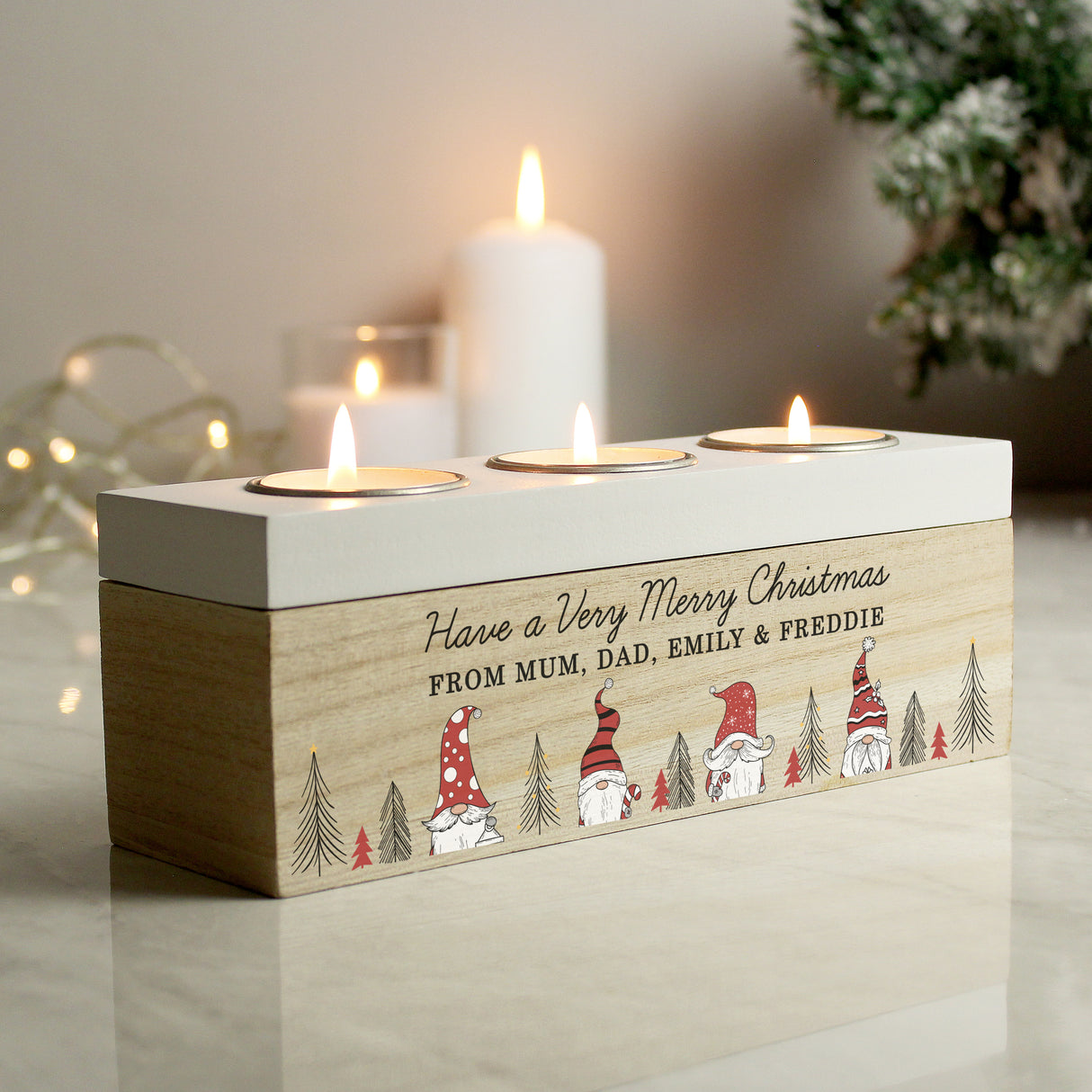 Personalised Gonk Christmas Triple Tea Light Box Default Title - Candle Holders at Gift Moments