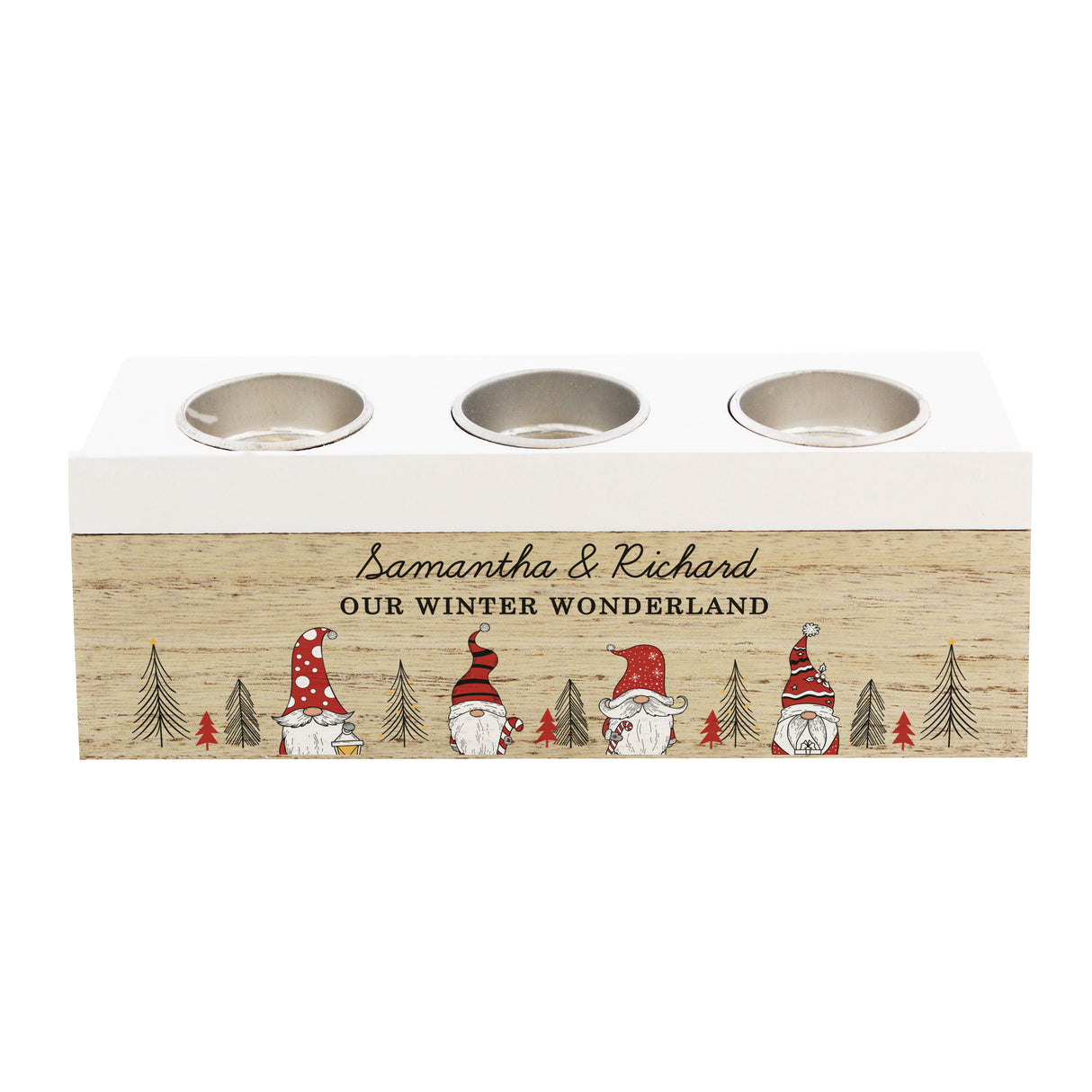 Personalised Gonk Christmas Triple Tea Light Box - Candle Holders at Gift Moments