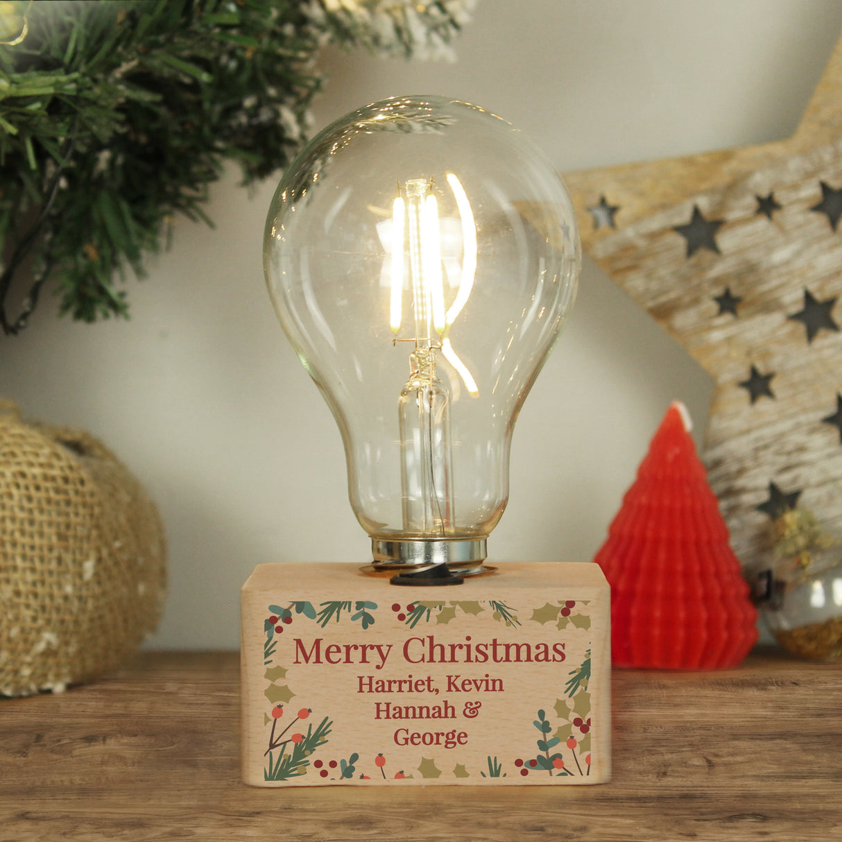 Personalised Christmas Foliage Light Bulb - LED Lighting at Gift Moments