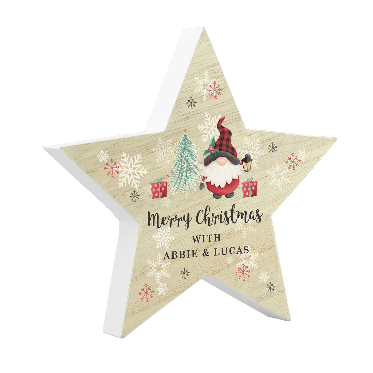 Personalised Gonk Christmas Wooden Star Ornament - Christmas Decorations at Gift Moments