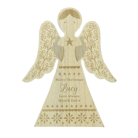 Personalised Christmas Angel Wooden Ornament - Ornaments at Gift Moments