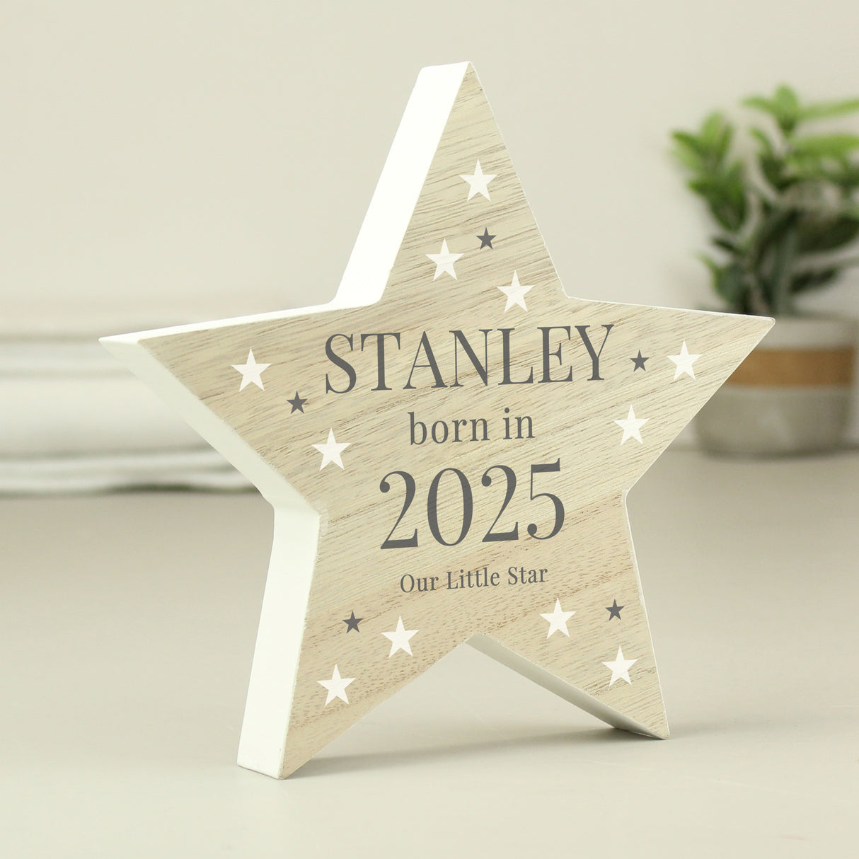 Personalised Born In Wooden Star Ornament - Ornaments at Gift Moments