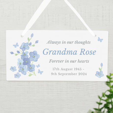 Personalised Memorial Forget Me Not Wooden Sign - Signs & Plaques at Gift Moments