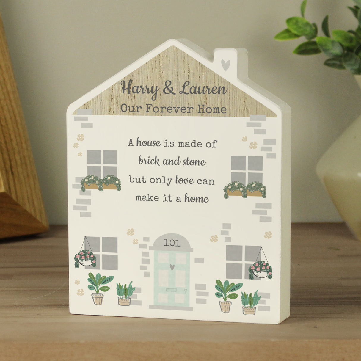 Personalised Love Makes A Home Wooden House Ornament - Ornaments at Gift Moments