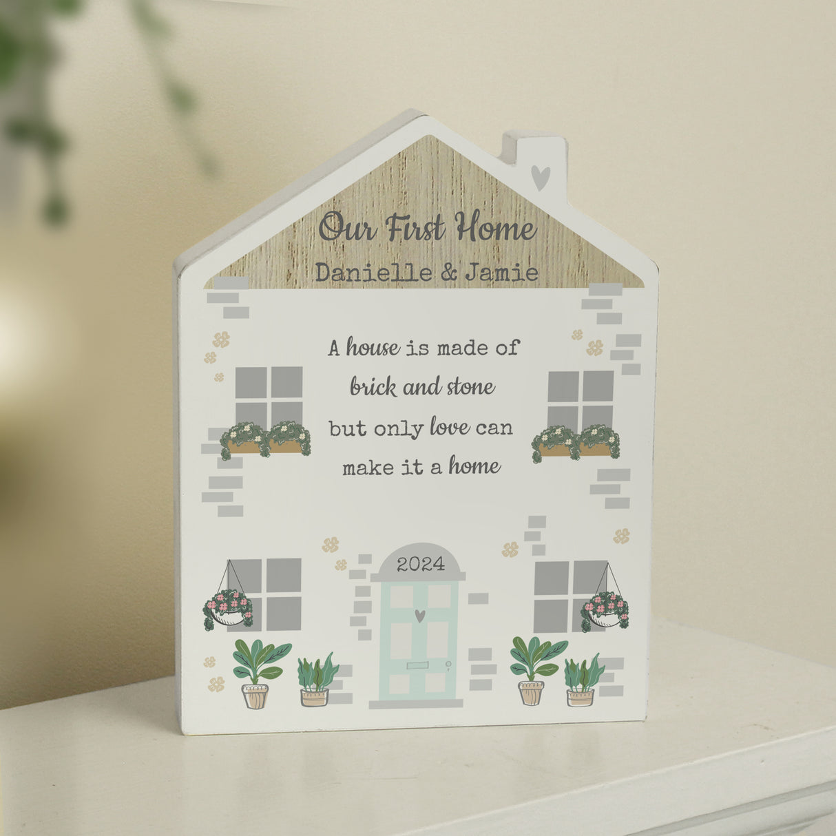 Personalised Love Makes A Home Wooden House Ornament - Ornaments at Gift Moments