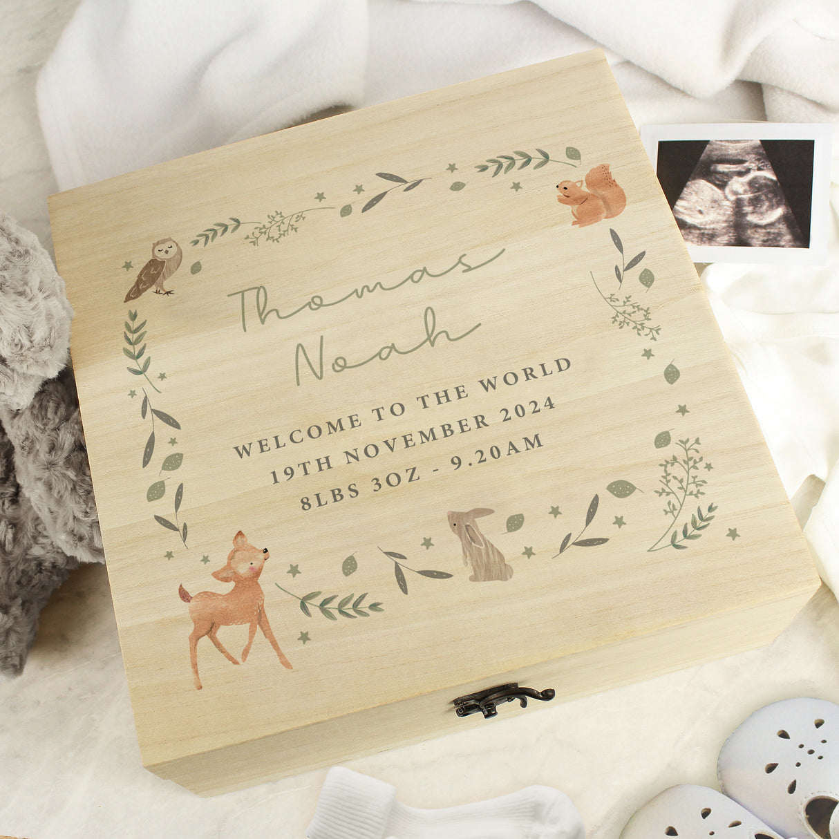 Personalised Woodland Animal Large Wooden Keepsake Box Default Title - Keepsake Boxes at Gift Moments