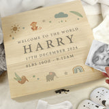 Personalised Safari Animals Large Wooden Keepsake Box