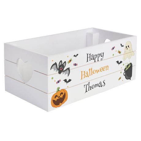 Personalised Halloween Small Wooden Treats Crate - Storage at Gift Moments