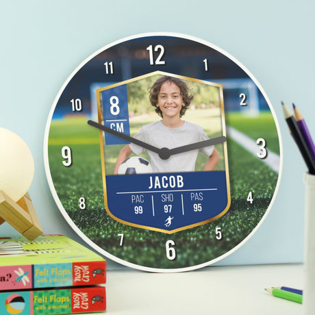 Personalised Football Card Photo Children's Wall Clock - Clocks at Gift Moments