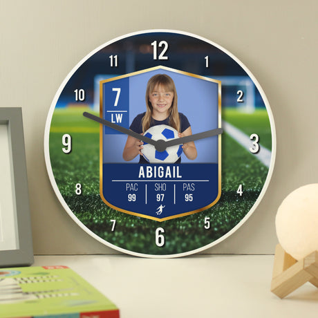 Personalised Football Card Photo Children's Wall Clock - Clocks at Gift Moments