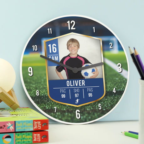 Personalised Football Card Photo Children's Wall Clock - Clocks at Gift Moments