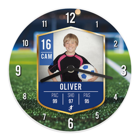 Personalised Football Card Photo Children's Wall Clock - Clocks at Gift Moments