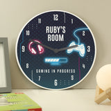 Personalised Gaming Wooden Children's Wall Clock - Clocks at Gift Moments