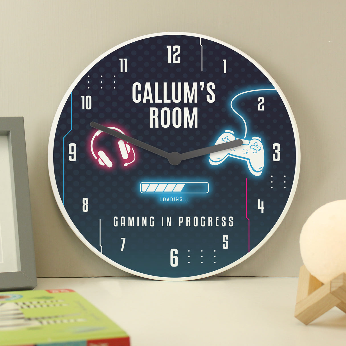 Personalised Gaming Wooden Children's Wall Clock - Clocks at Gift Moments