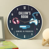 Personalised Gaming Wooden Children's Wall Clock - Clocks at Gift Moments