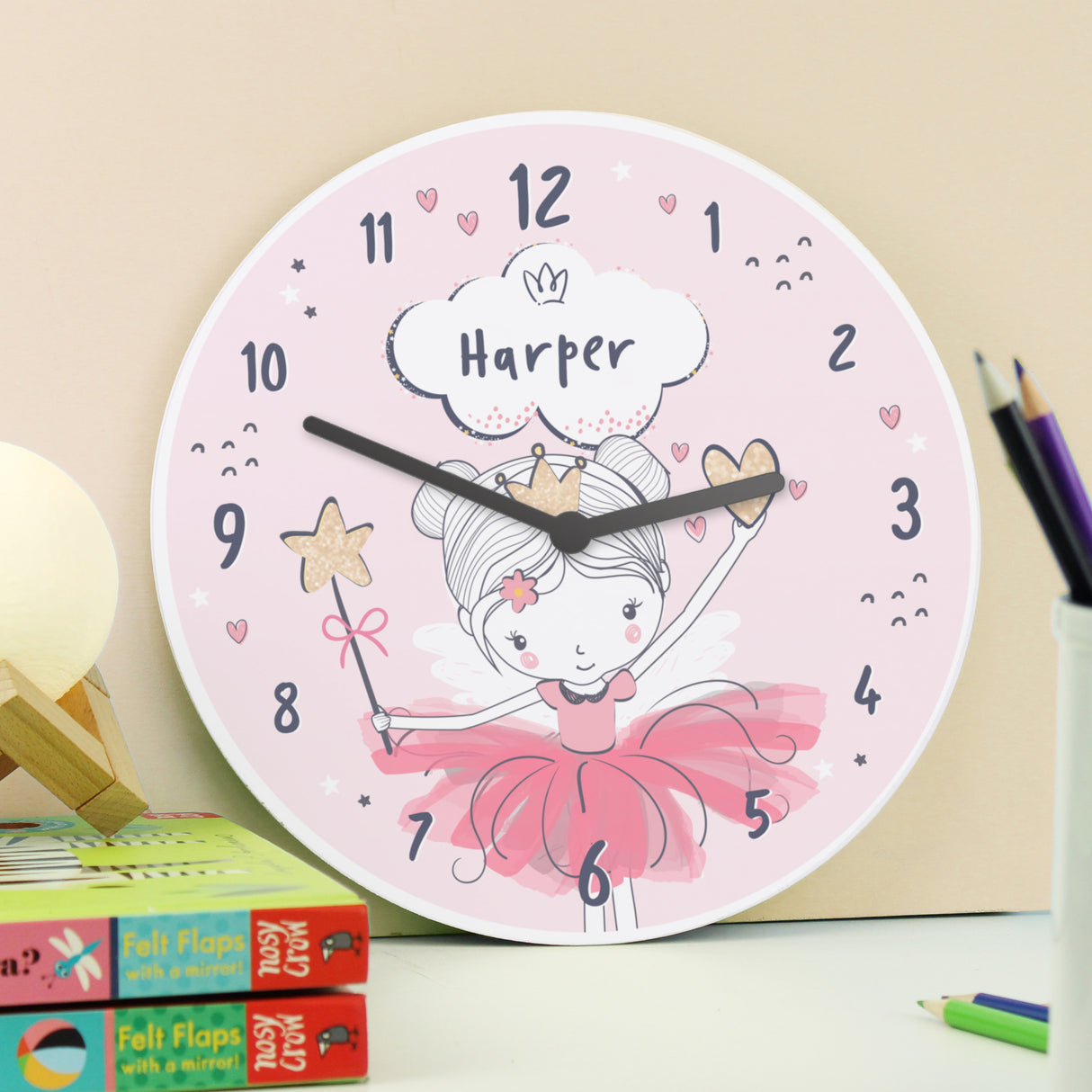 Personalised Fairy Wooden Children's Clock - Clocks at Gift Moments