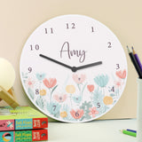 Personalised Floral Wooden Children's Clock - Clocks at Gift Moments