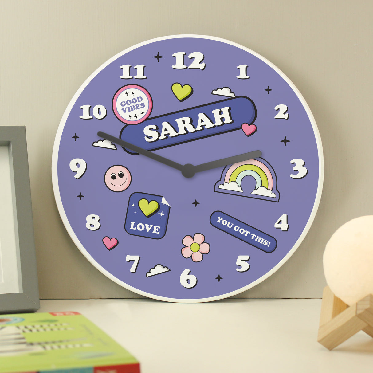 Personalised Positive Vibes Children's Wall Clock - Clocks at Gift Moments