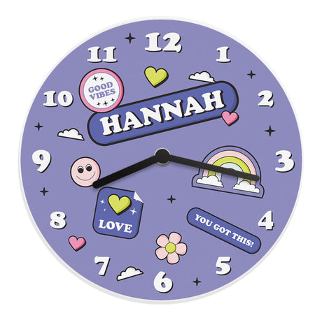 Personalised Positive Vibes Children's Wall Clock - Clocks at Gift Moments