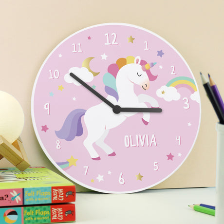 Personalised Unicorn Children's Wall Clock - Clocks at Gift Moments