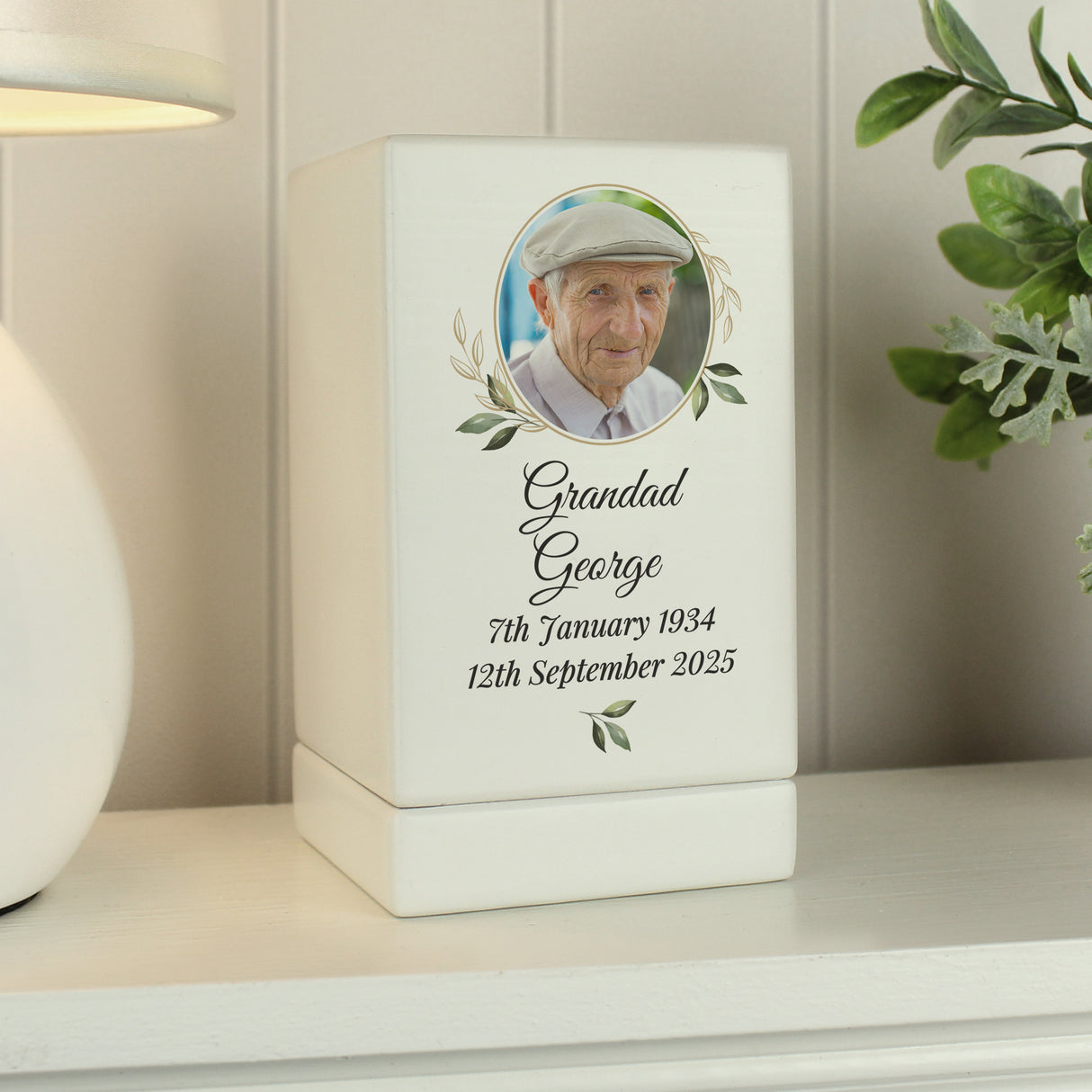 Personalised Photo Upload Small Wooden Urn - Urns at Gift Moments