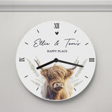 Personalised Highland Cow Wooden Clock Default Title - Clocks at Gift Moments