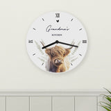 Personalised Highland Cow Wooden Clock - Clocks at Gift Moments