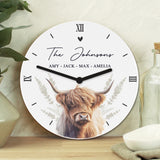 Personalised Highland Cow Wooden Clock - Clocks at Gift Moments