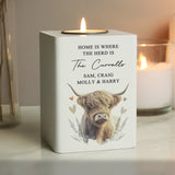 Personalised Highland Cow Wooden Tealight Holder Default Title - Candle Holders at Gift Moments