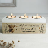 Personalised Highland Cow Triple Tea Light Box Default Title - Candle Holders at Gift Moments