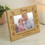 Personalised Wild Flowers Oak Photo Frame 6x4: 2 - Photo Frames By Gift Moments