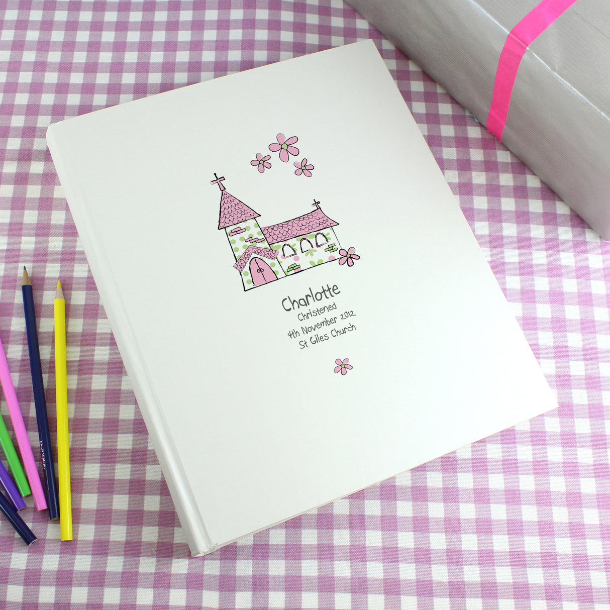 Personalised Whimsical Church Pink Traditional Photo Album Default Title - Photo Albums at Gift Moments