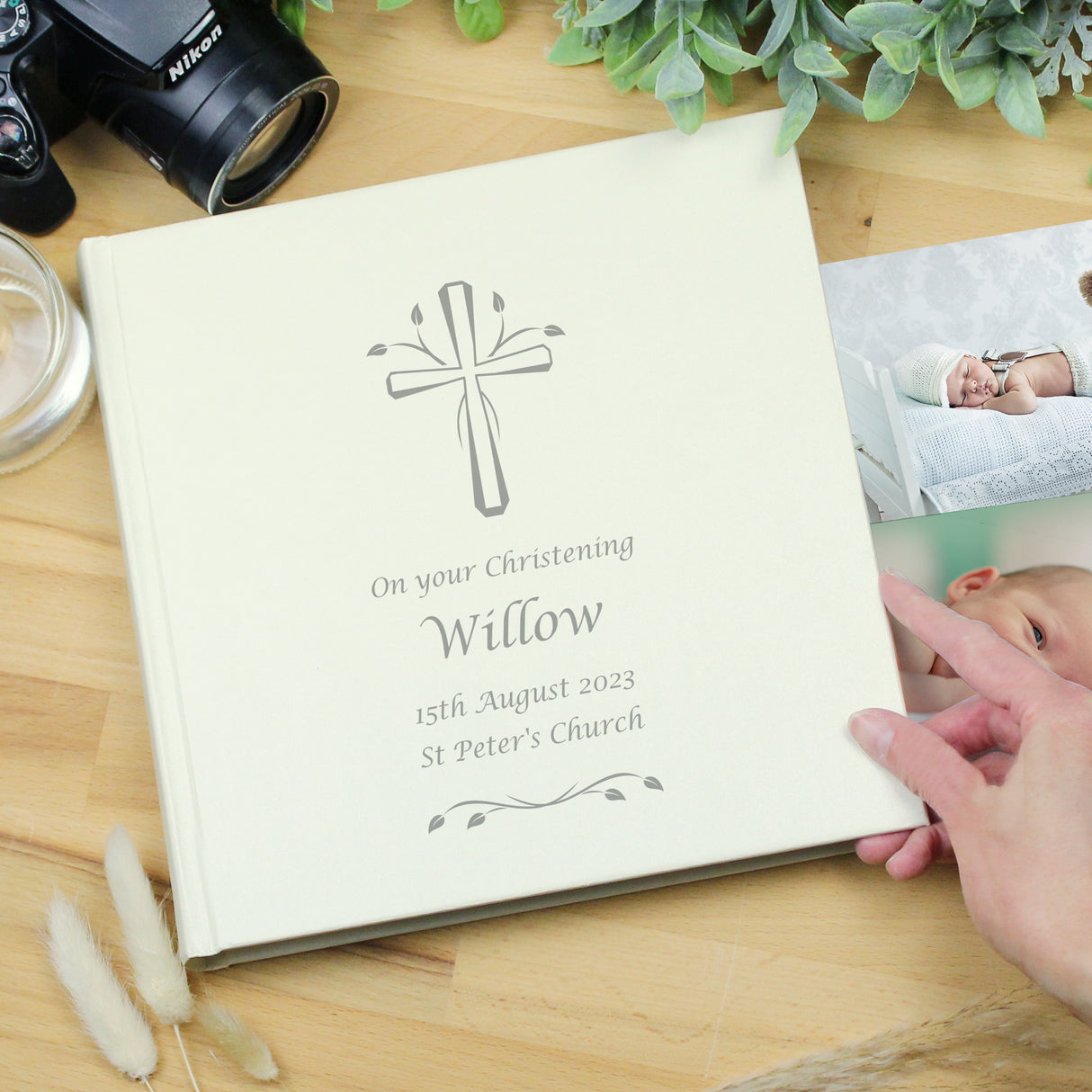 Personalised Silver Cross Square Photo Album - Photo Albums at Gift Moments