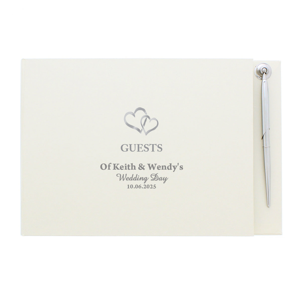 Personalised Hearts Design Guest Book & Pen - Guest Books at Gift Moments