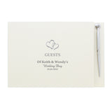 Personalised Hearts Design Guest Book & Pen - Guest Books at Gift Moments