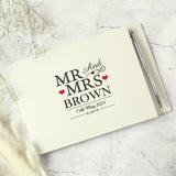 Personalised Mr & Mrs Hardback Guest Book & Pen - Guest Books at Gift Moments