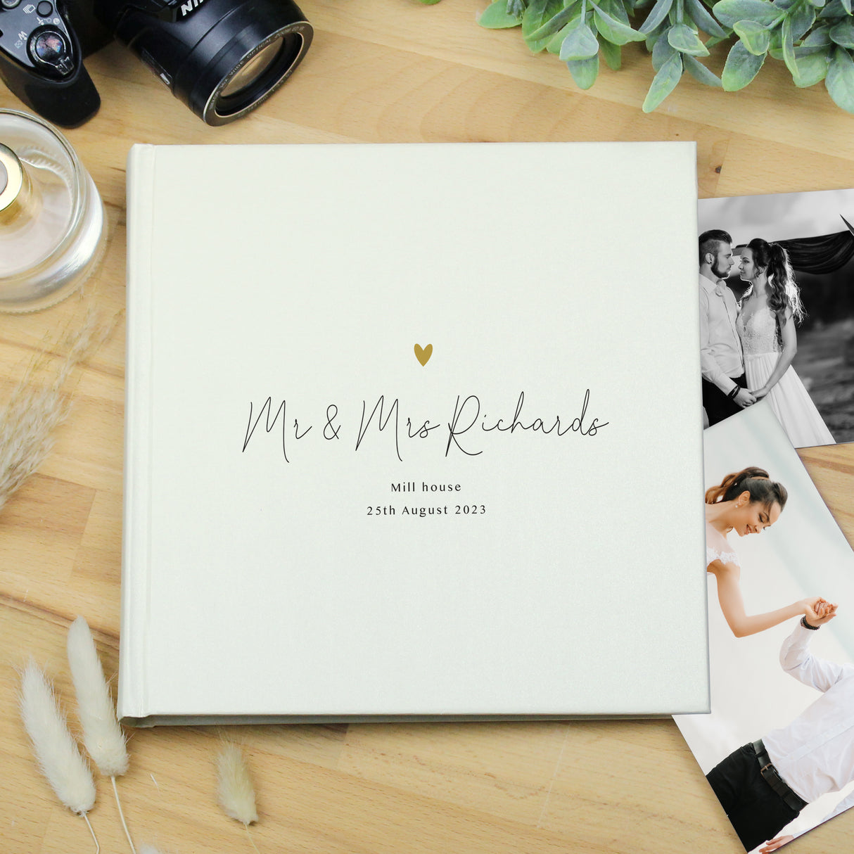 Personalised Gold Heart Couples Square Photo Album - Photo Albums at Gift Moments