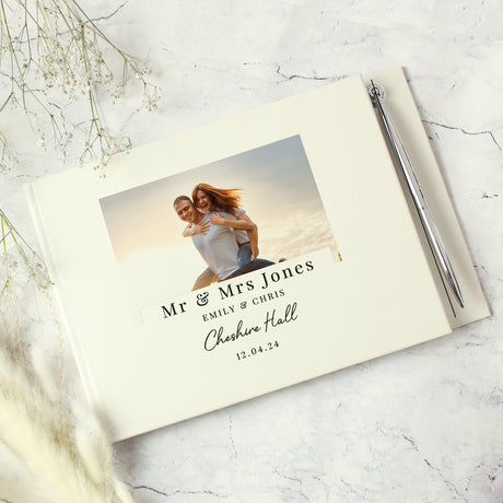 Personalised Photo Upload Hardback Guest Book & Pen - Guest Books at Gift Moments