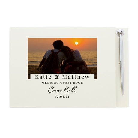 Personalised Photo Upload Hardback Guest Book & Pen - Guest Books at Gift Moments