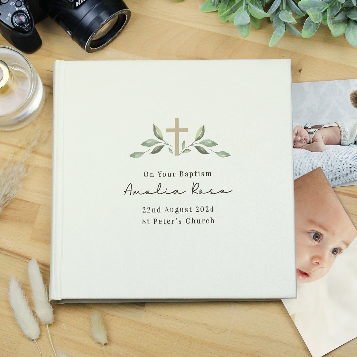 Personalised Religious Cross Square Photo Album Default Title - Photo Albums at Gift Moments