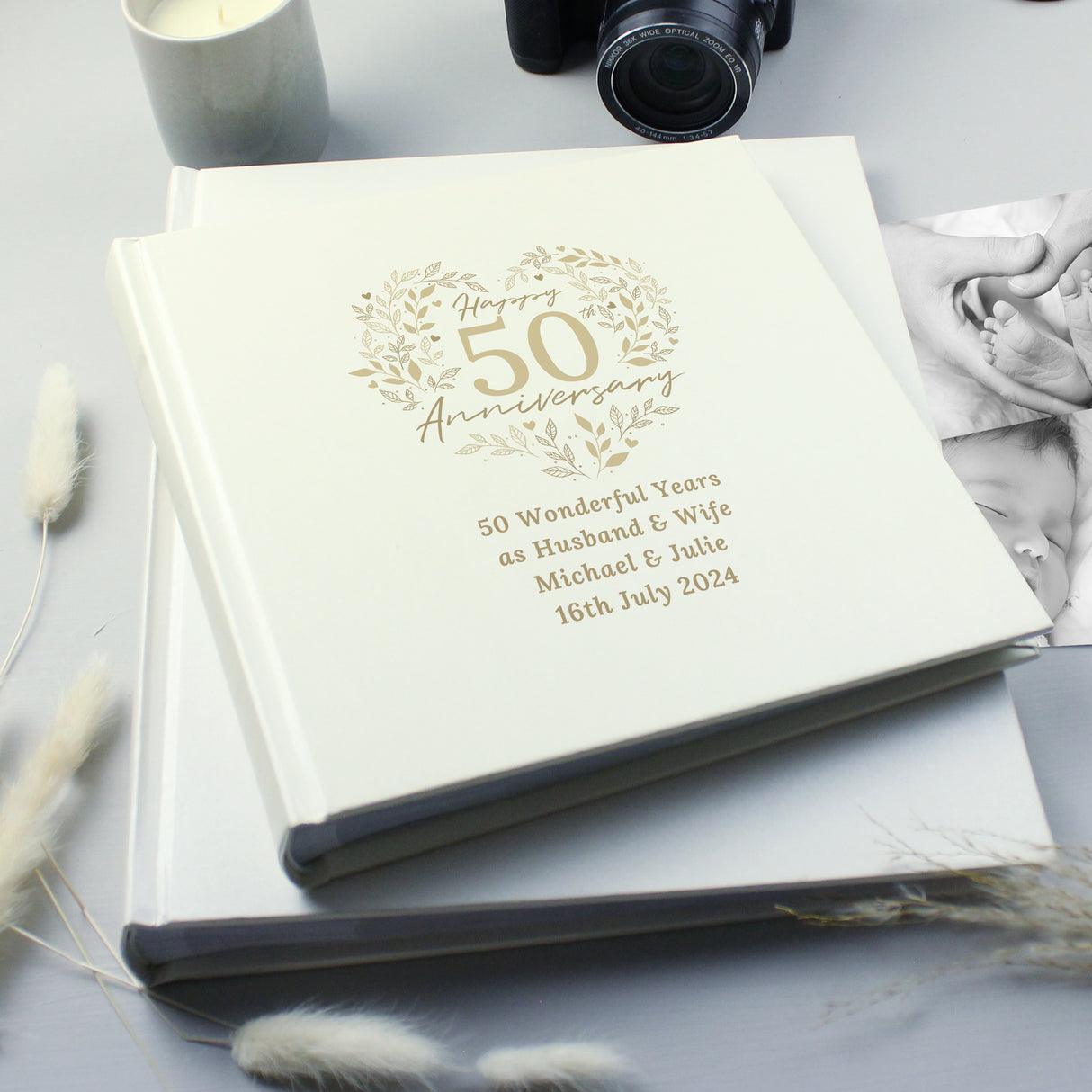 Personalised 50th Golden Wedding Anniversary photograph album 6x4 4x6 pictures Default Title - Photo Albums at Gift Moments