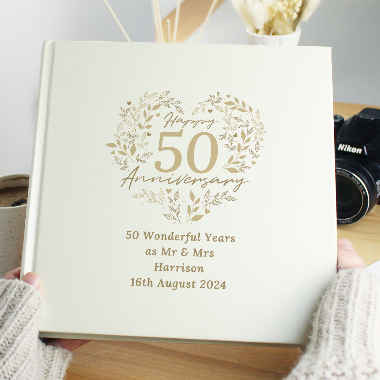 Personalised 50th Golden Wedding Anniversary photograph album 6x4 4x6 pictures - Photo Albums at Gift Moments