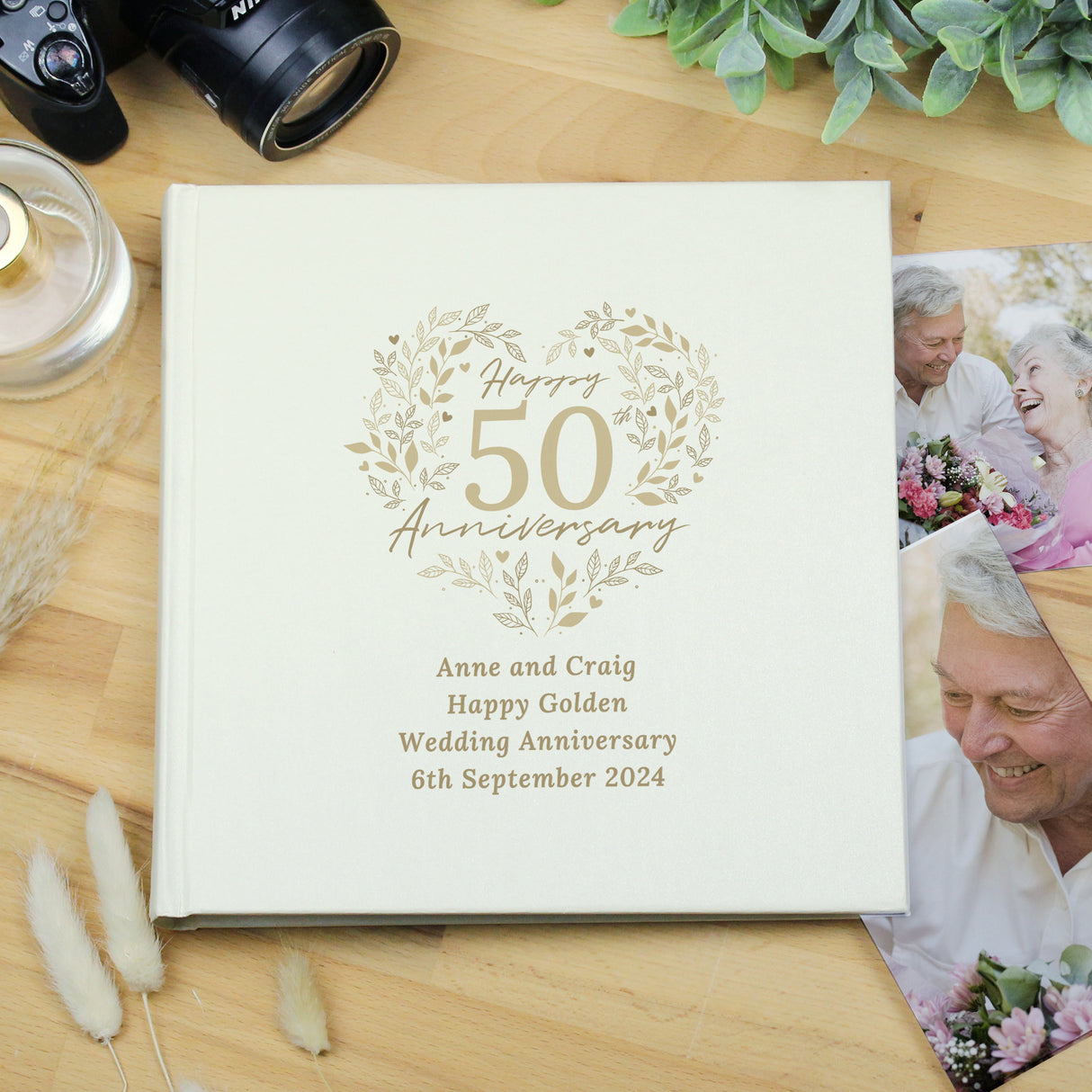 Personalised 50th Golden Wedding Anniversary photograph album 6x4 4x6 pictures - Photo Albums at Gift Moments