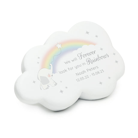 Personalised Rainbow Elephant Cloud Memorial Resin Stone - Memorials at Gift Moments